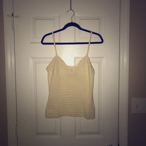 Tommy Hilfiger Cream Knitted Crochet Tank Top Cami